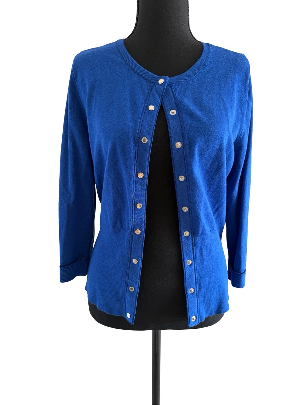 White House Black Market Cobalt Snap-Front Cardigan